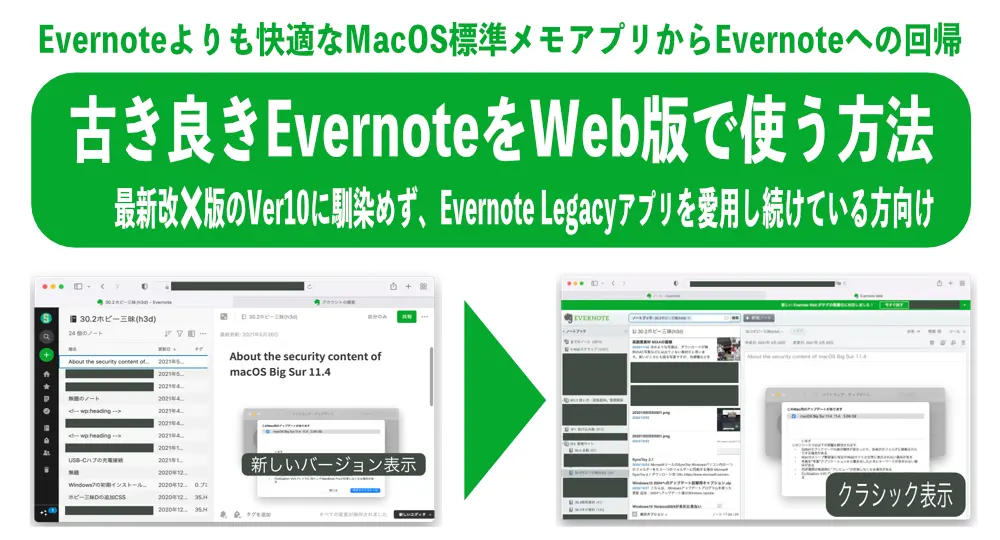 古き良きEvernoteをWeb版で使う方法