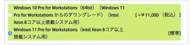 Windows11 Pro for Workstations(Intel Xeon8コア以上)